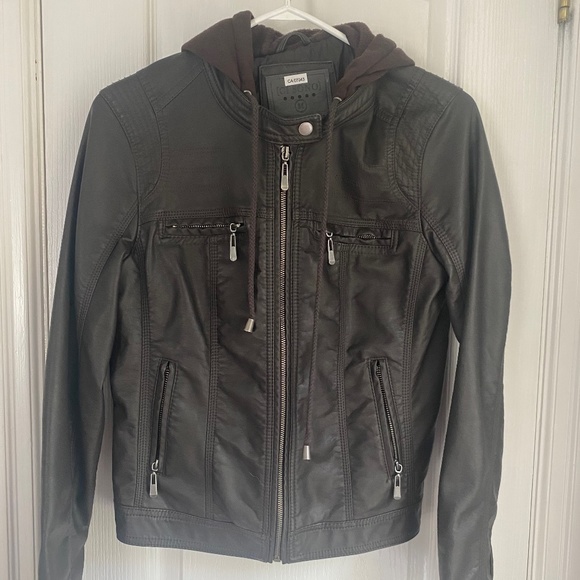 Pleather Jacket with hood - Picture 1 of 4